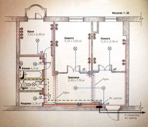 Фото: схема расположения электропроводки