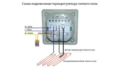 Фото: схема подсоединения термодатчика теплого пола